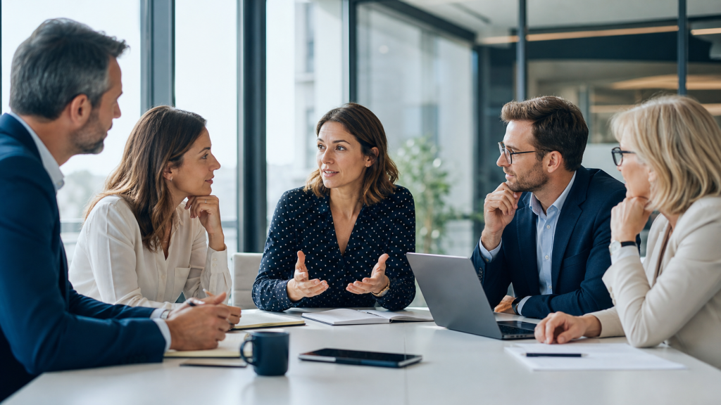 Réunion d'équipe consacrée au management