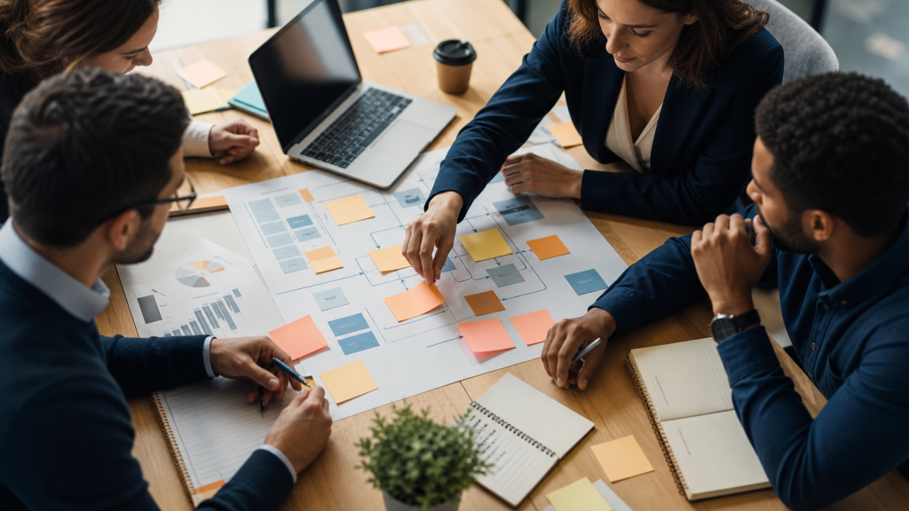 Équipe organisant un processus de travail