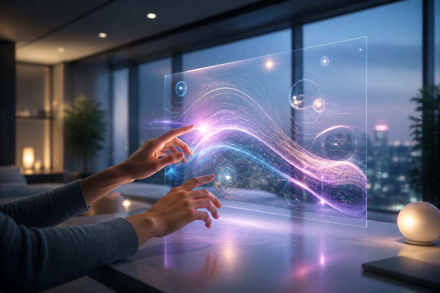 Interaction avec un ecran numerique holographique
